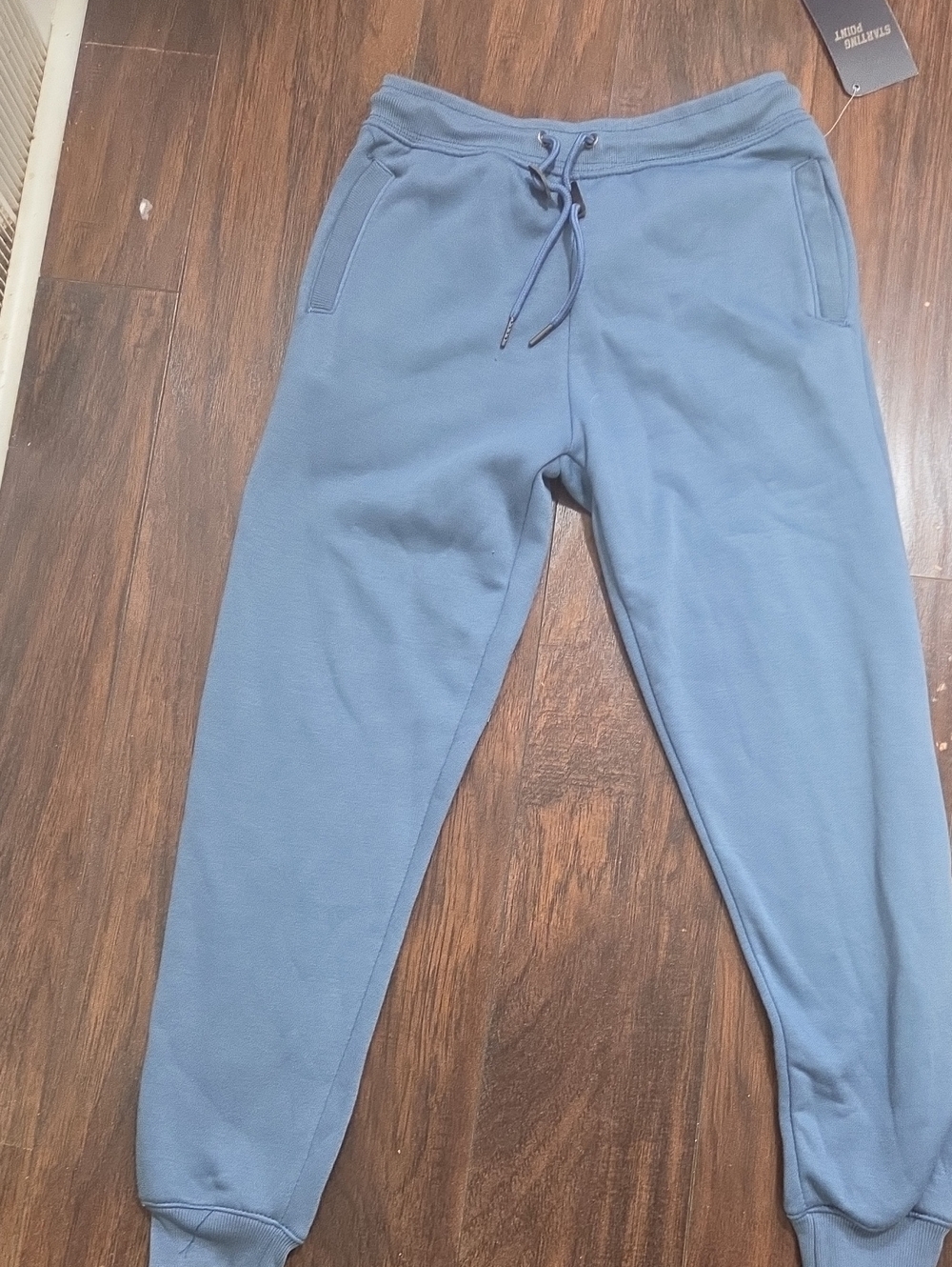 Men's Slate Blue Fleece Joggers with Drawstring Waist, Size L
